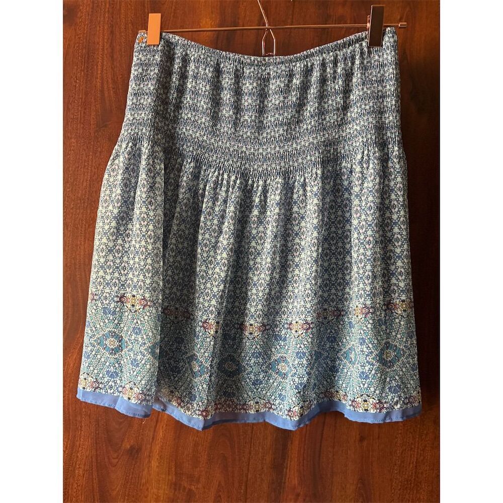 Max Studio Women's A-Line Knee Length Skirt Blue Geometric Size S